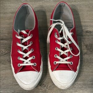 Converse All Star Red Canvas Sneakers with White Laces